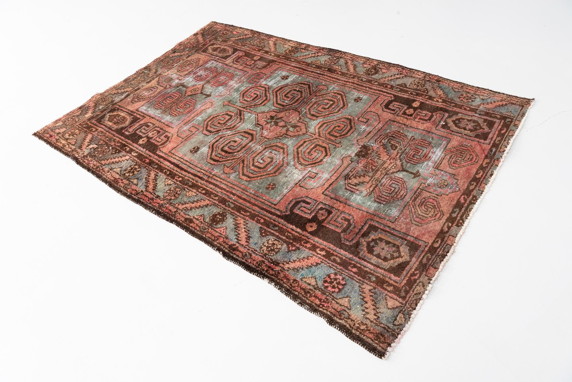 4' 5 x 6' 3 Hand Knotted Ultra Vintage Persian Wool Rug