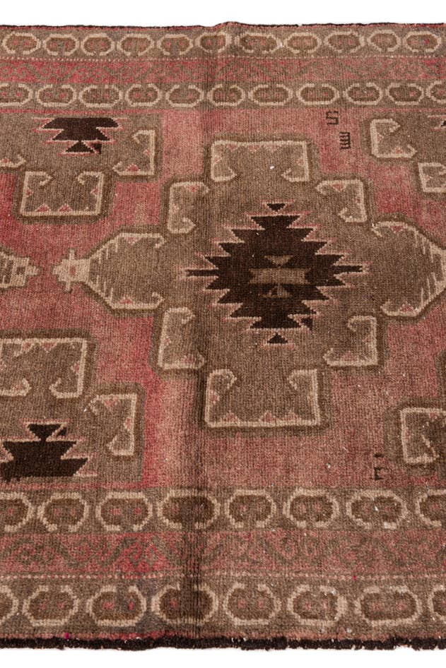 Detailfoto van 105cm x 200cm Handgeknoopt Ultra Vintage Perzisch Wol Vloerkleed