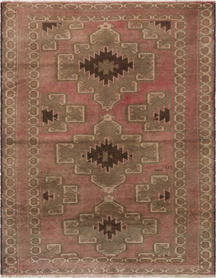 Detail image of 3' 5 x 6' 7 Hand Knotted Ultra Vintage Persian Wool Rug