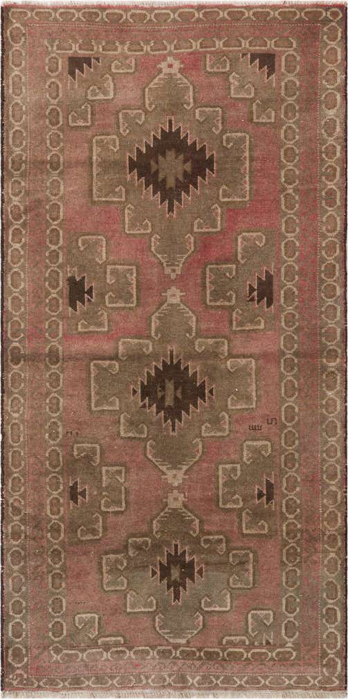 105cm x 200cm Handgeknoopt Ultra Vintage Perzisch Wol Vloerkleed