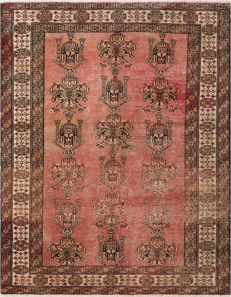 Detail image of 3' 10 x 6' 3 Hand Knotted Ultra Vintage Persian Wool Rug