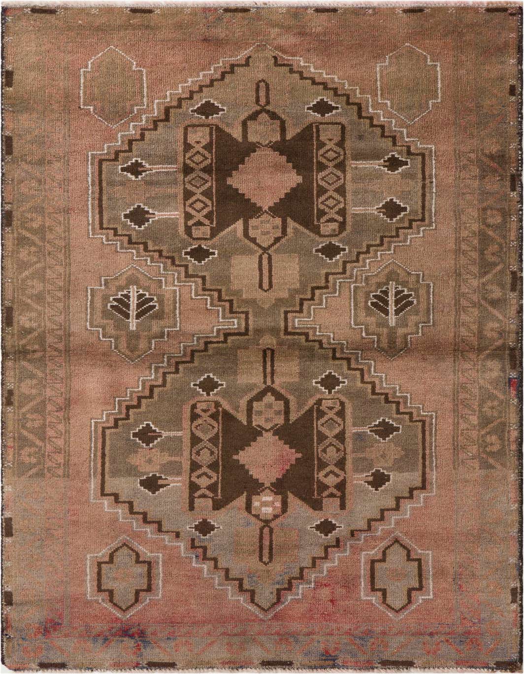 Primary image 3' 6 x 6' 4  Hand Knotted Ultra Vintage Persian Wool Rug