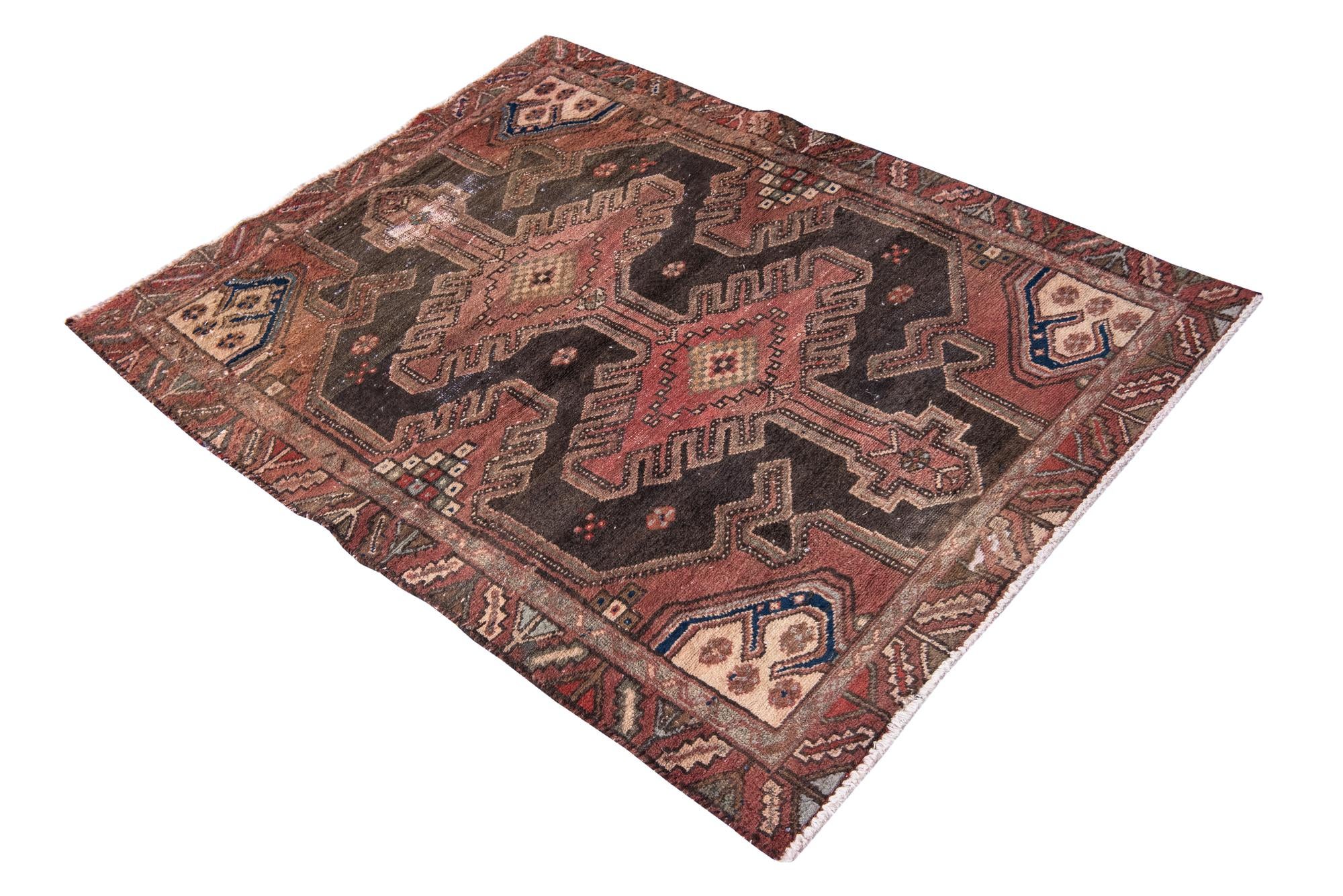 3' 6 x 4' 5 Hand Knotted Ultra Vintage Persian Wool Rug