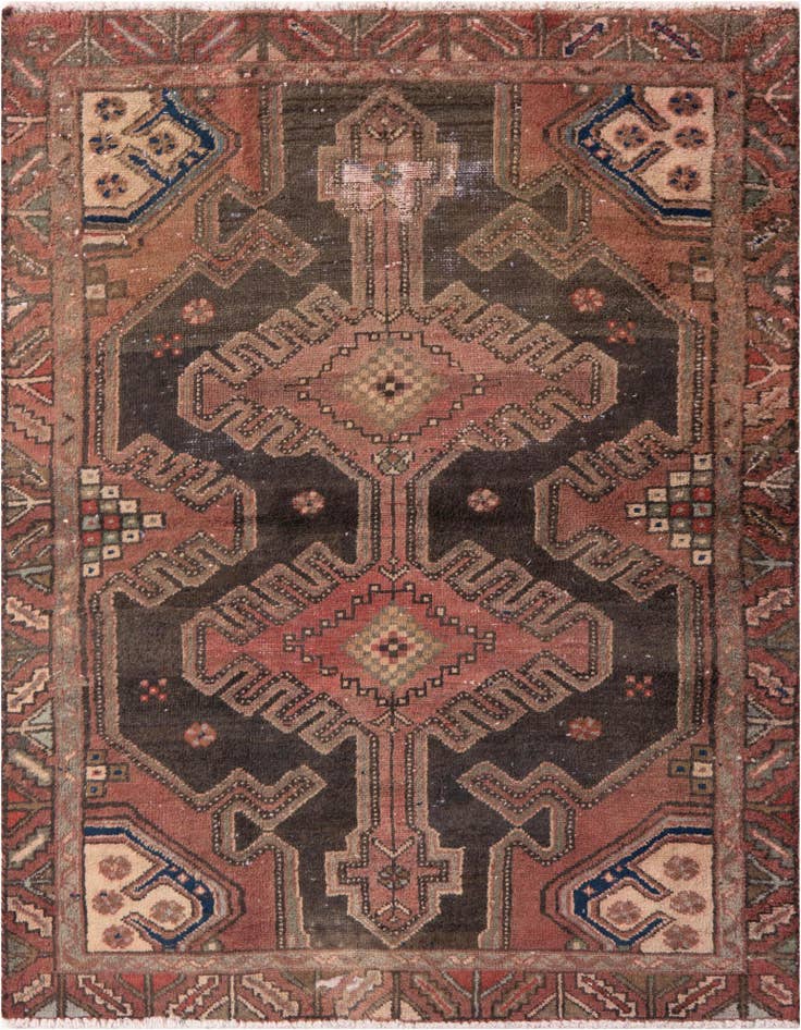 Detail image of 3' 6 x 4' 5 Hand Knotted Ultra Vintage Persian Wool Rug