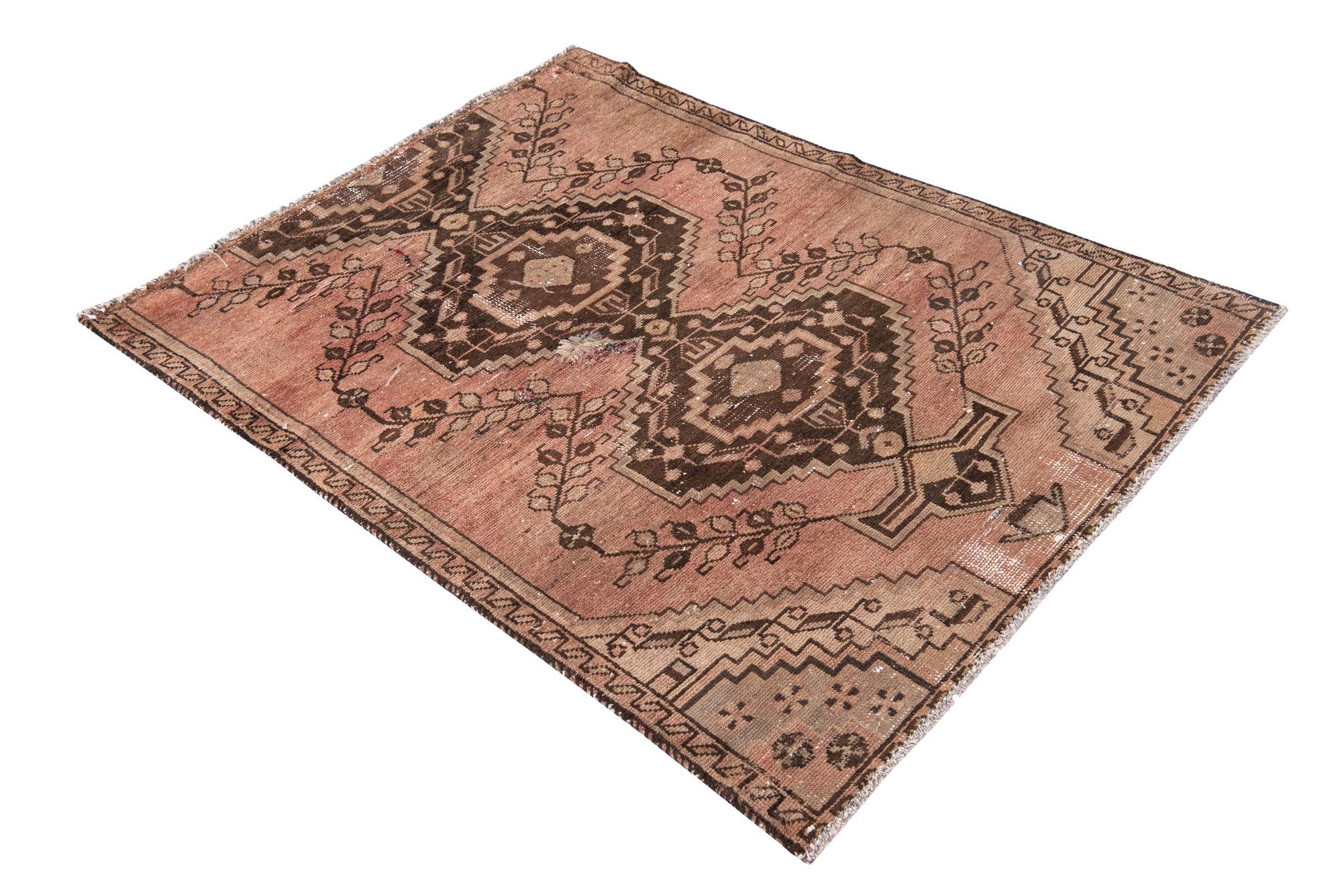3' 4 x 4' 5 Hand Knotted Ultra Vintage Persian Wool Rug
