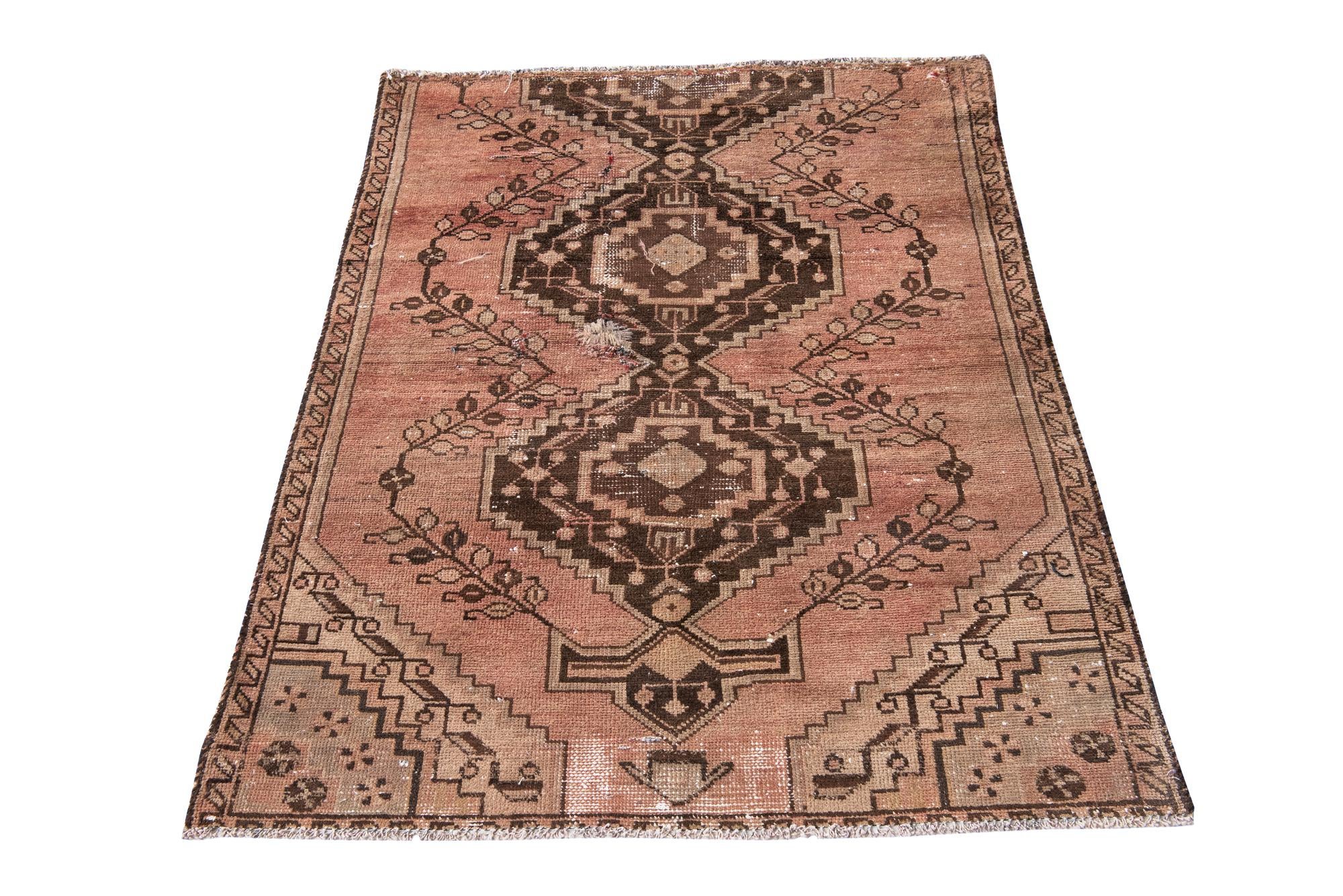 3' 4 x 4' 5 Hand Knotted Ultra Vintage Persian Wool Rug