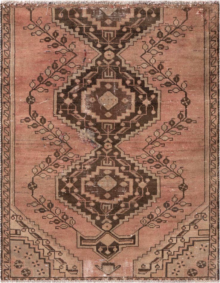 Detail image of 3' 4 x 4' 5 Hand Knotted Ultra Vintage Persian Wool Rug