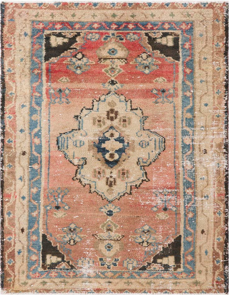 Detail image of 3' 2 x 5' 8 Hand Knotted Ultra Vintage Persian Wool Rug