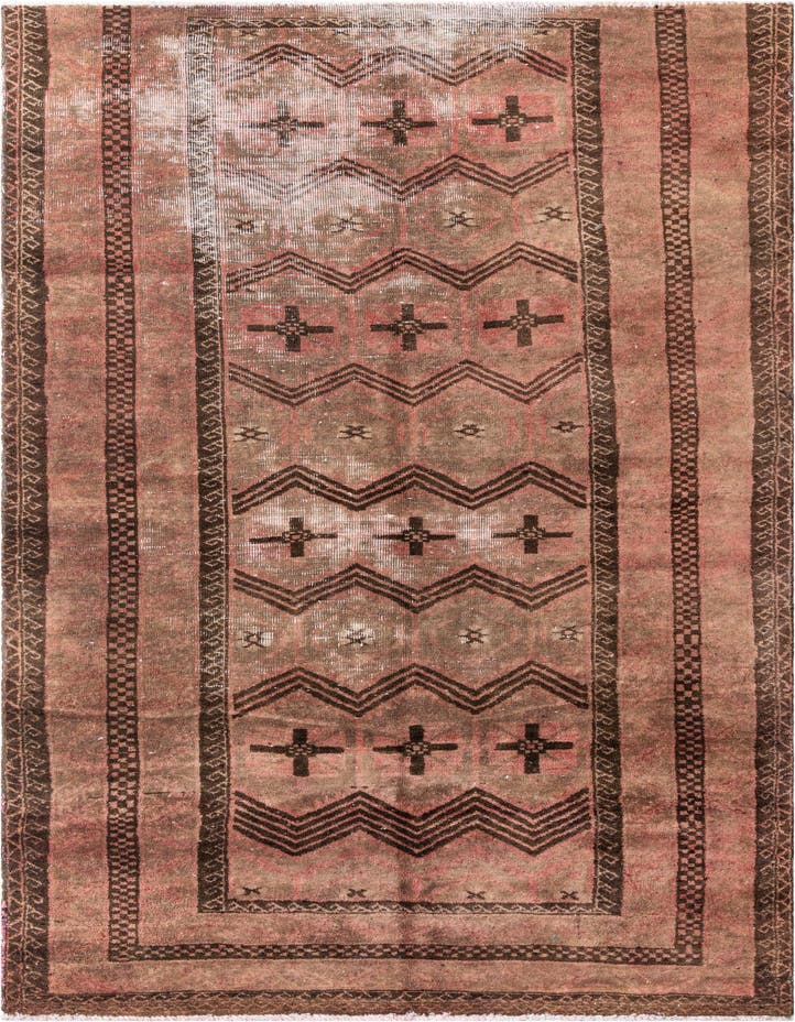  4' 3 x 7' 10  Hand Knotted Ultra Vintage Persian W...