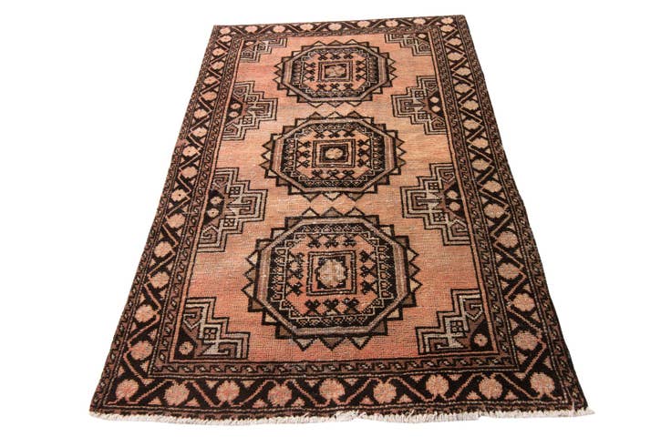 Detail image of 3' 10 x 6' 3 Hand Knotted Ultra Vintage Persian Wool Rug