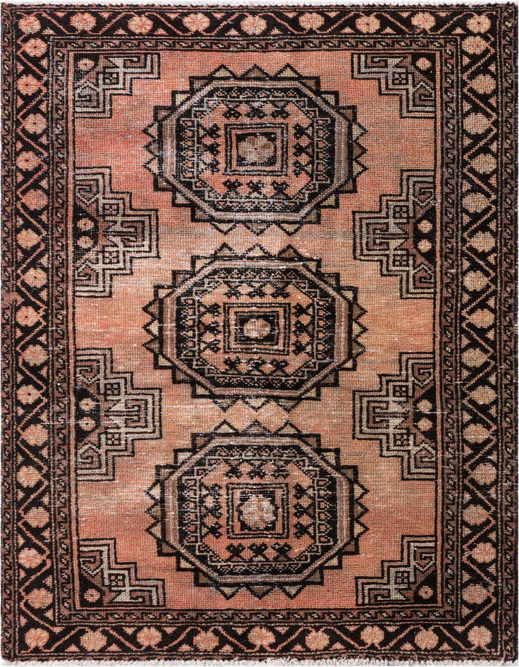 Detail image of 3' 10 x 6' 3 Hand Knotted Ultra Vintage Persian Wool Rug