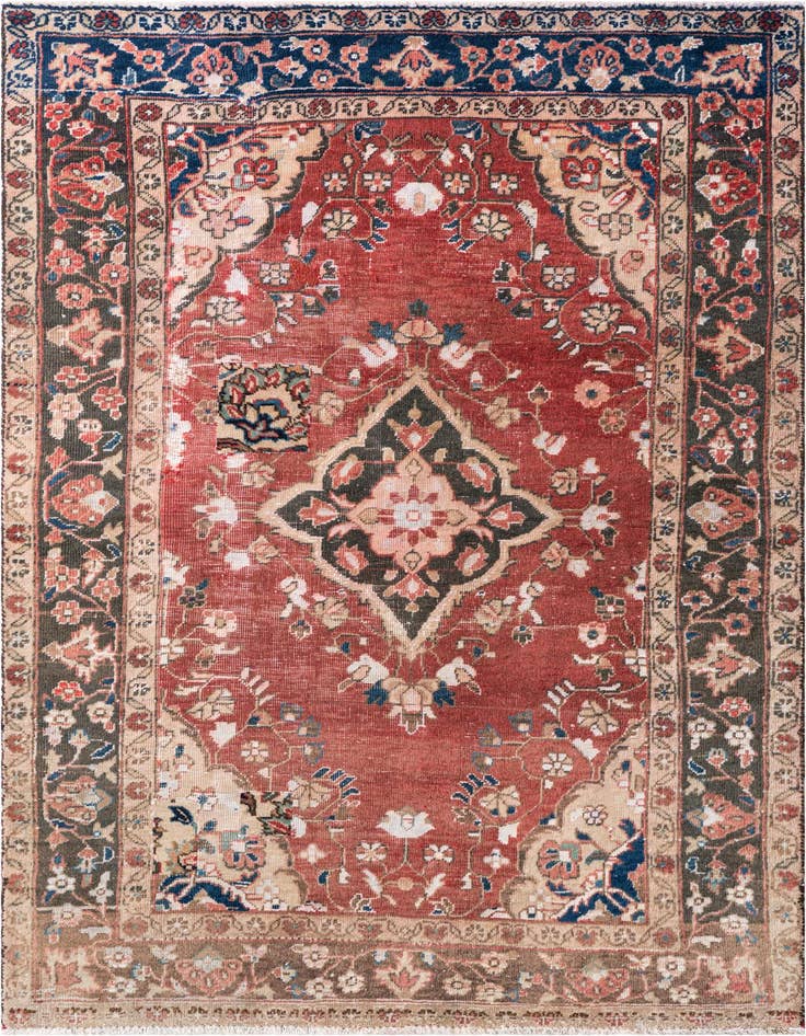 Detail image of 3' 10 x 6' 2 Hand Knotted Ultra Vintage Persian Wool Rug