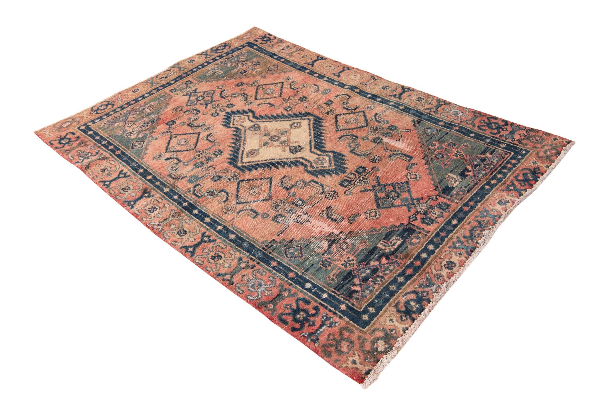 4' 2 x 6' 1 Hand Knotted Ultra Vintage Persian Wool Rug