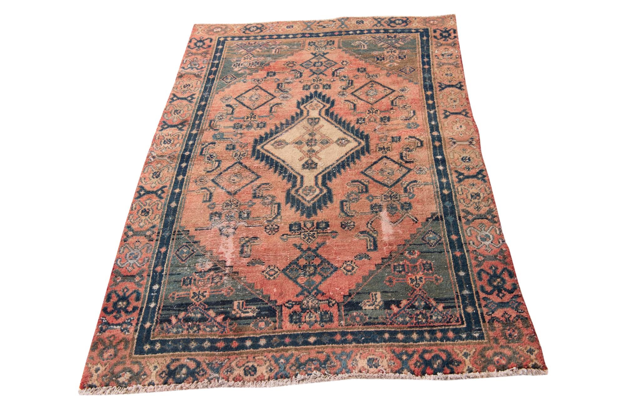4' 2 x 6' 1 Hand Knotted Ultra Vintage Persian Wool Rug