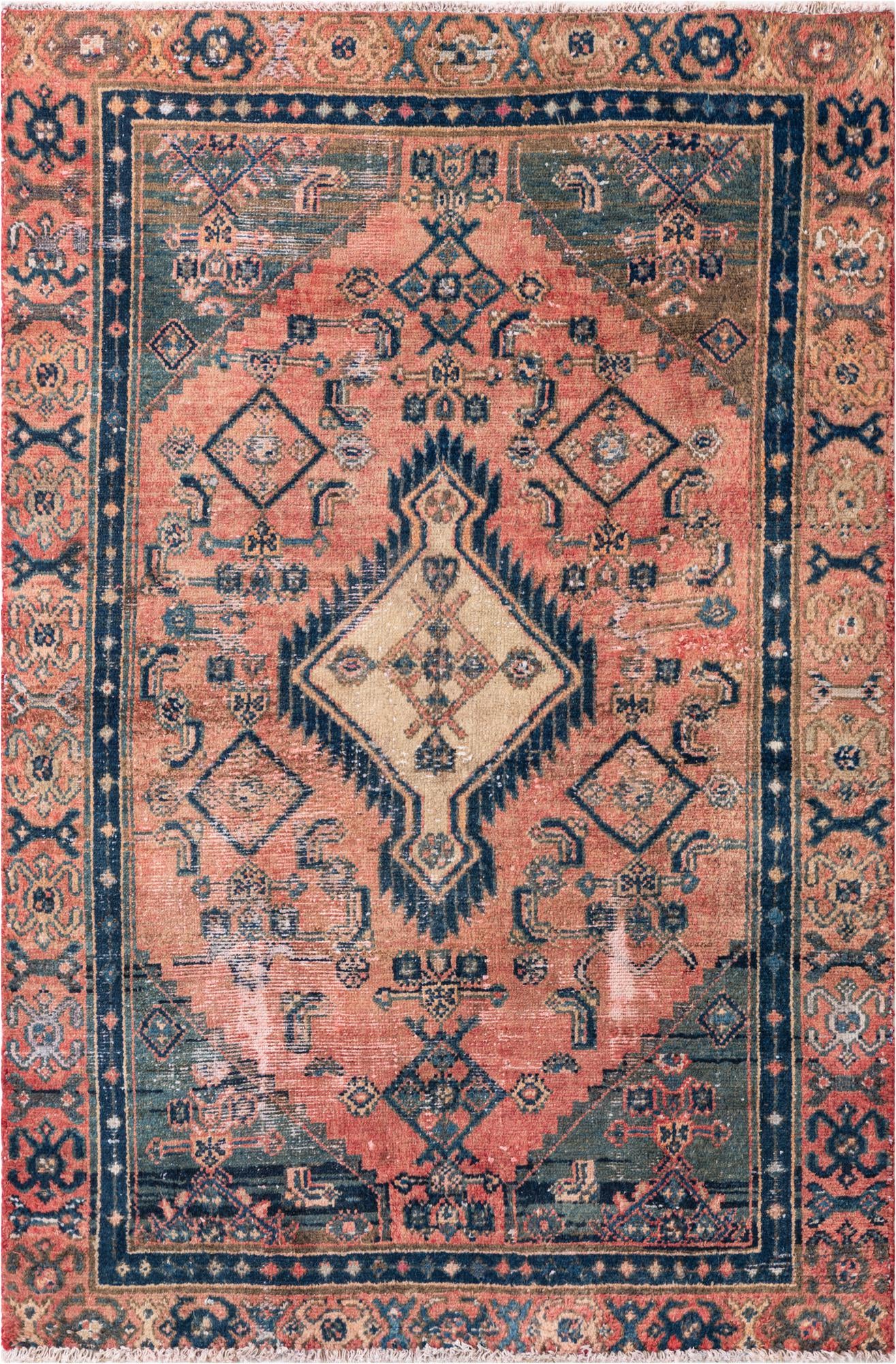 4' 2 x 6' 1 Hand Knotted Ultra Vintage Persian Wool Rug