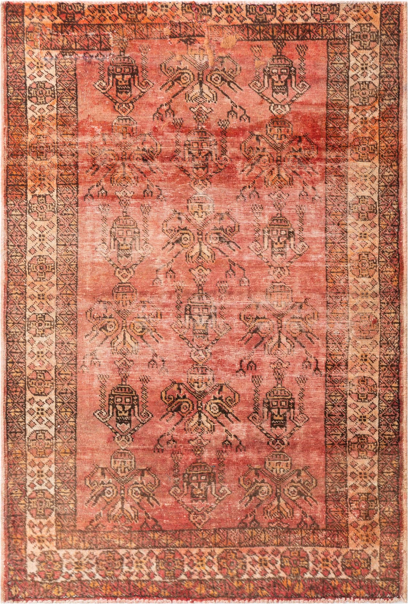 4' 2 x 6' Hand Knotted Ultra Vintage Persian Wool Rug