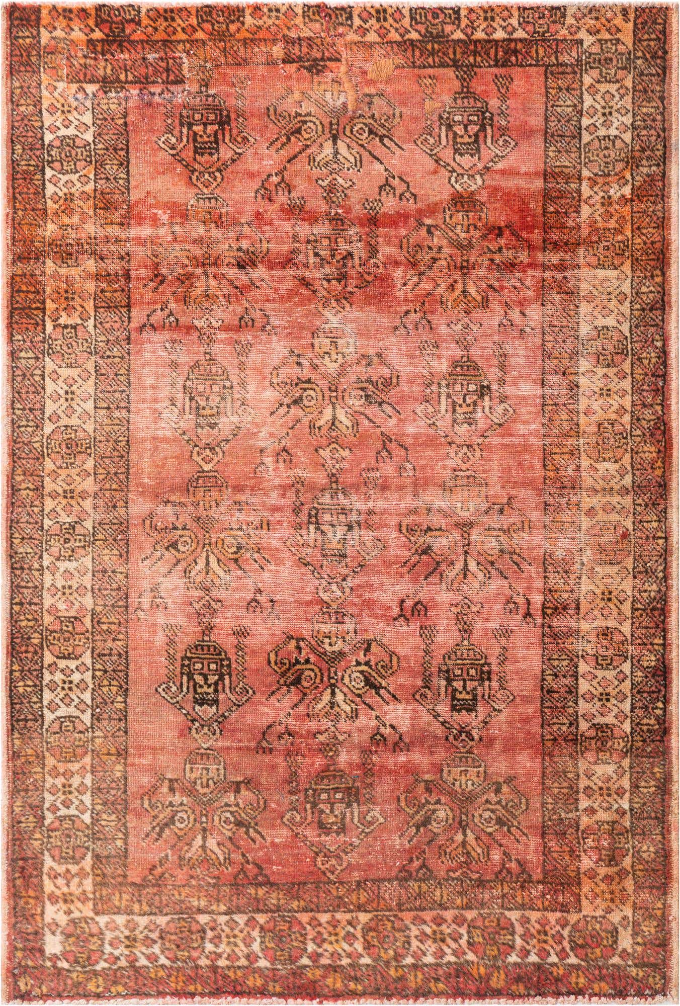 4' 2 x 6' Hand Knotted Ultra Vintage Persian Wool Rug