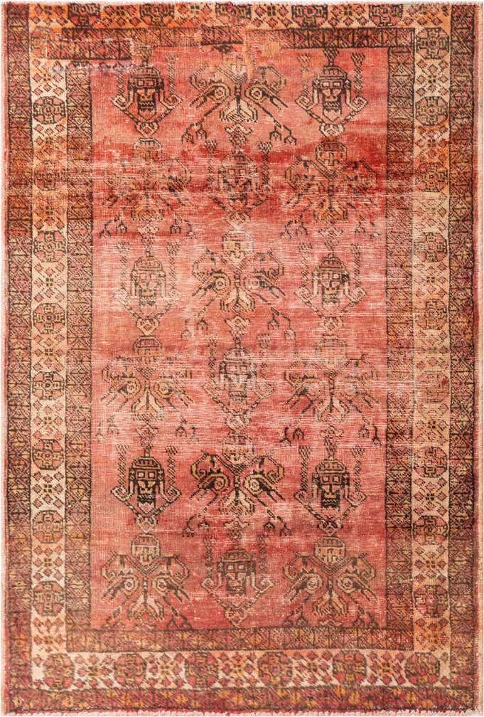 4' 2 x 6' Hand Knotted Ultra Vintage Persian Wool Rug