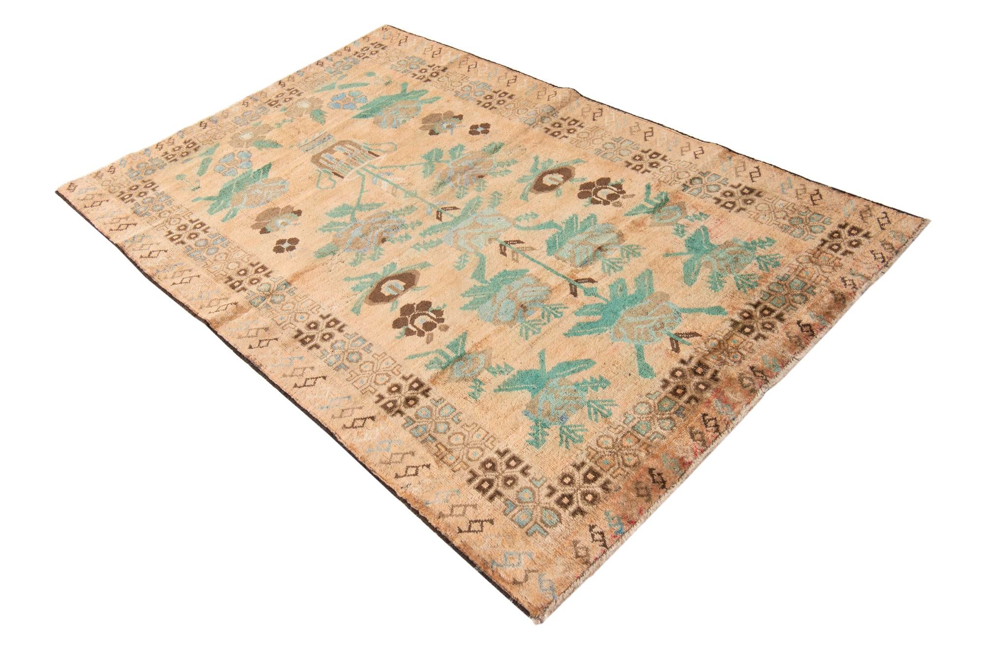 4' x 6' 2 Hand Knotted Ultra Vintage Persian Wool Rug