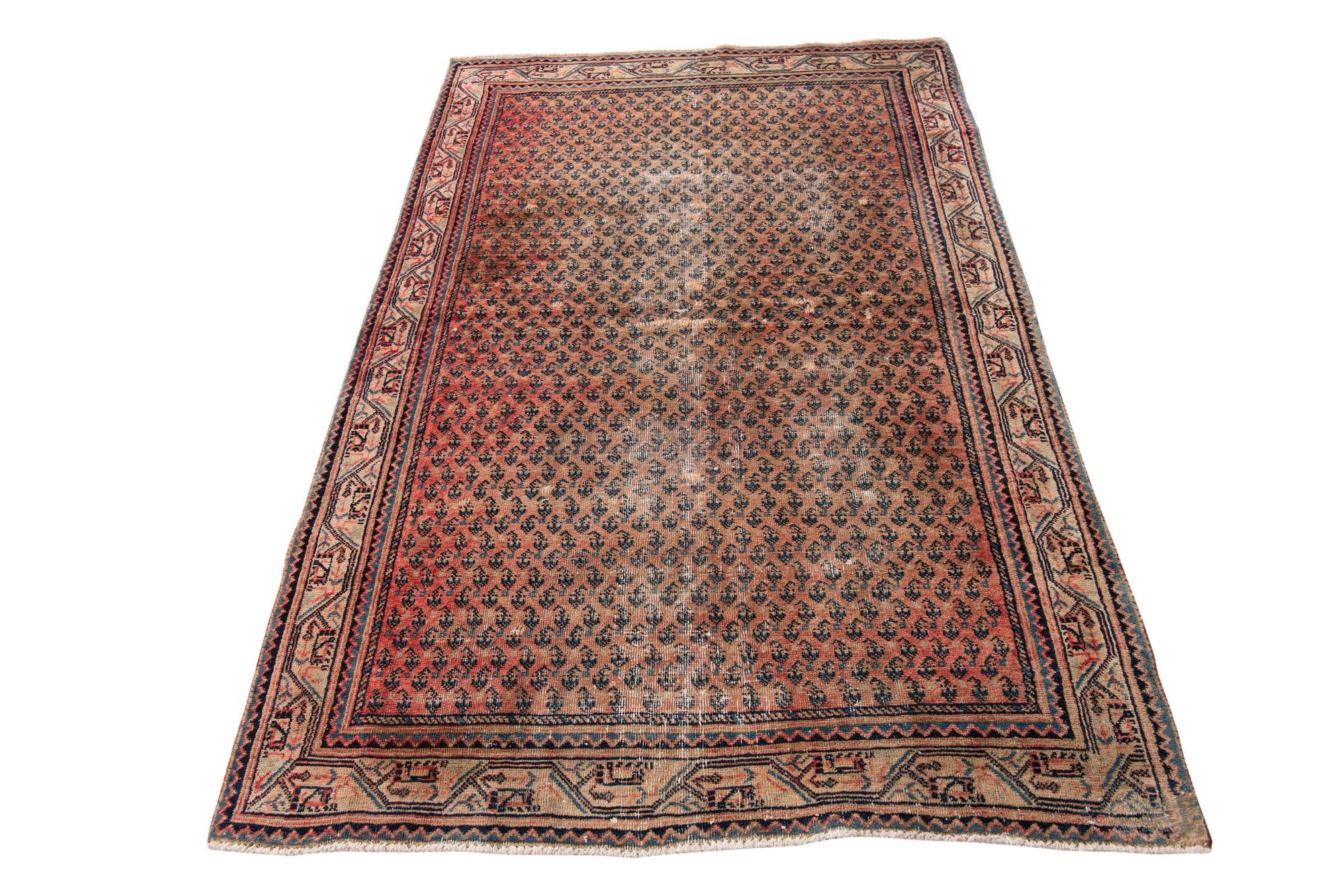 4' 3 x 6' 8 Hand Knotted Ultra Vintage Persian Wool Rug