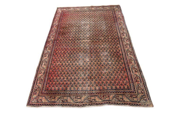 4' 3 x 6' 8 Hand Knotted Ultra Vintage Persian Wool Rug