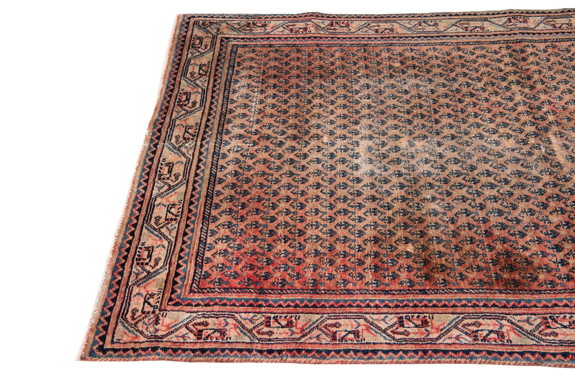 4' 3 x 6' 8 Hand Knotted Ultra Vintage Persian Wool Rug