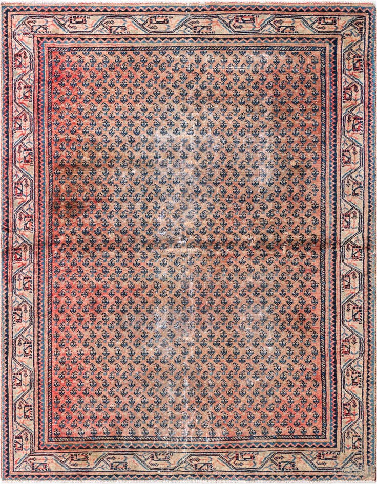 Detail image of 4' 3 x 6' 8 Hand Knotted Ultra Vintage Persian Wool Rug