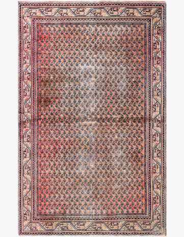 4' 3 x 6' 8 Hand Knotted Ultra Vintage Persian Wool Rug