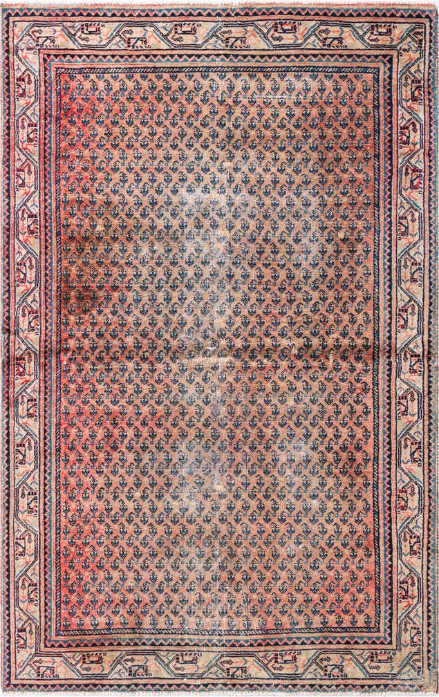 4' 3 x 6' 8 Hand Knotted Ultra Vintage Persian Wool Rug