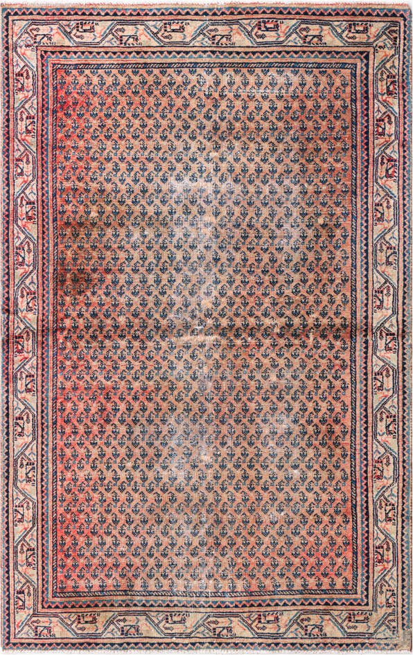 Detail image of 4' 3 x 6' 8 Hand Knotted Ultra Vintage Persian Wool Rug