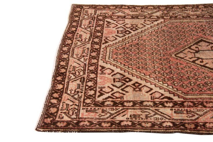 Detail image of 4' 2 x 7' Hand Knotted Ultra Vintage Persian Wool Rug
