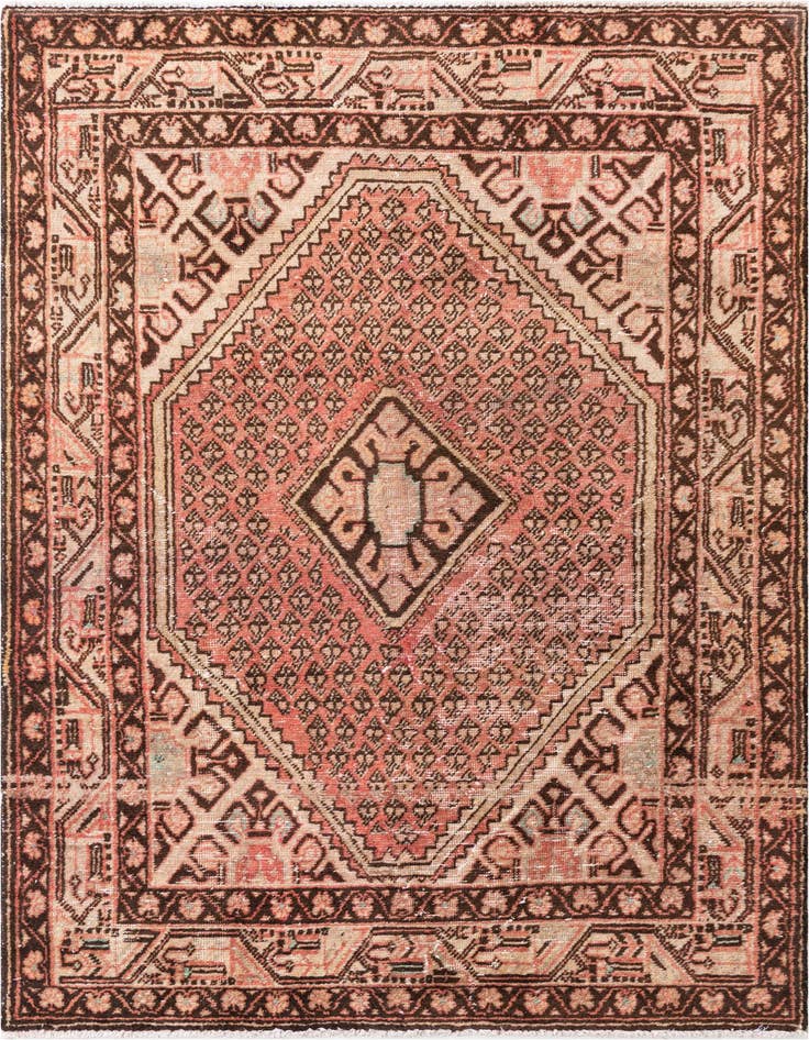 Detail image of 4' 2 x 7' Hand Knotted Ultra Vintage Persian Wool Rug