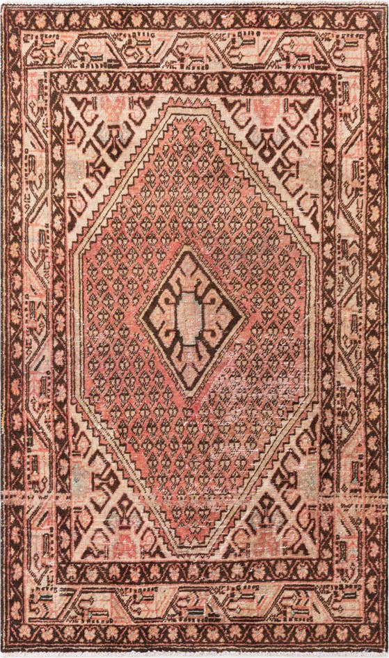 Detail image of 4' 2 x 7' Hand Knotted Ultra Vintage Persian Wool Rug