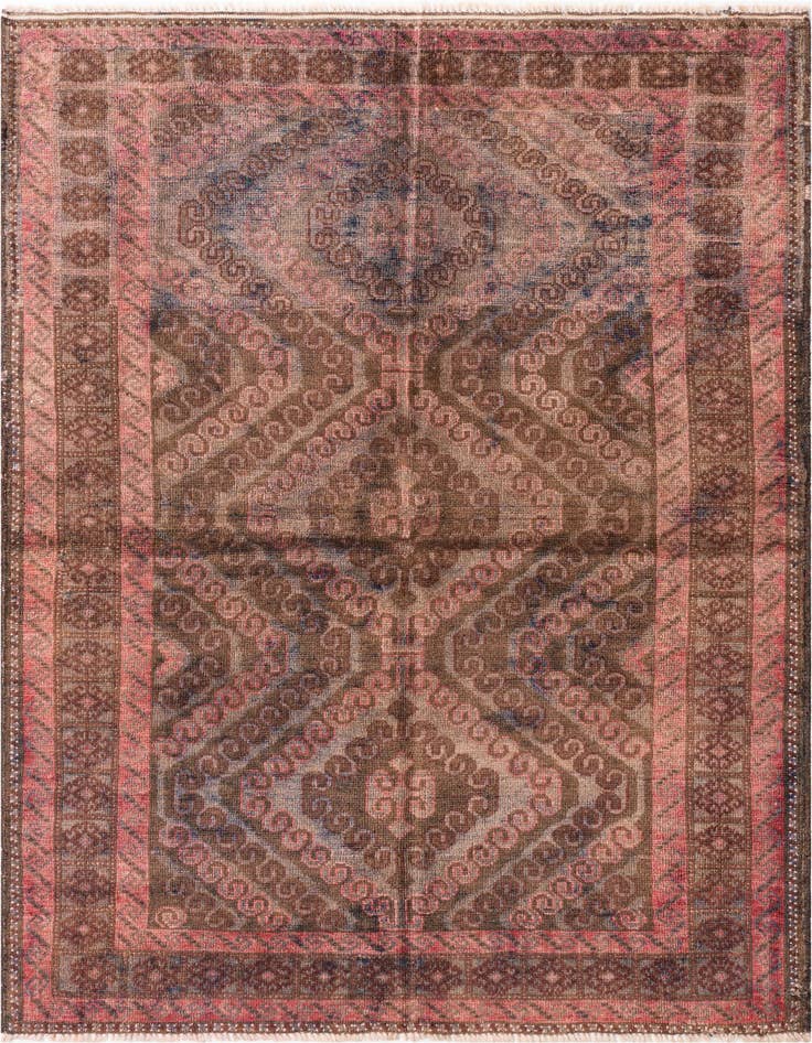 Detail image of 3' 10 x 6' 3 Hand Knotted Ultra Vintage Persian Wool Rug
