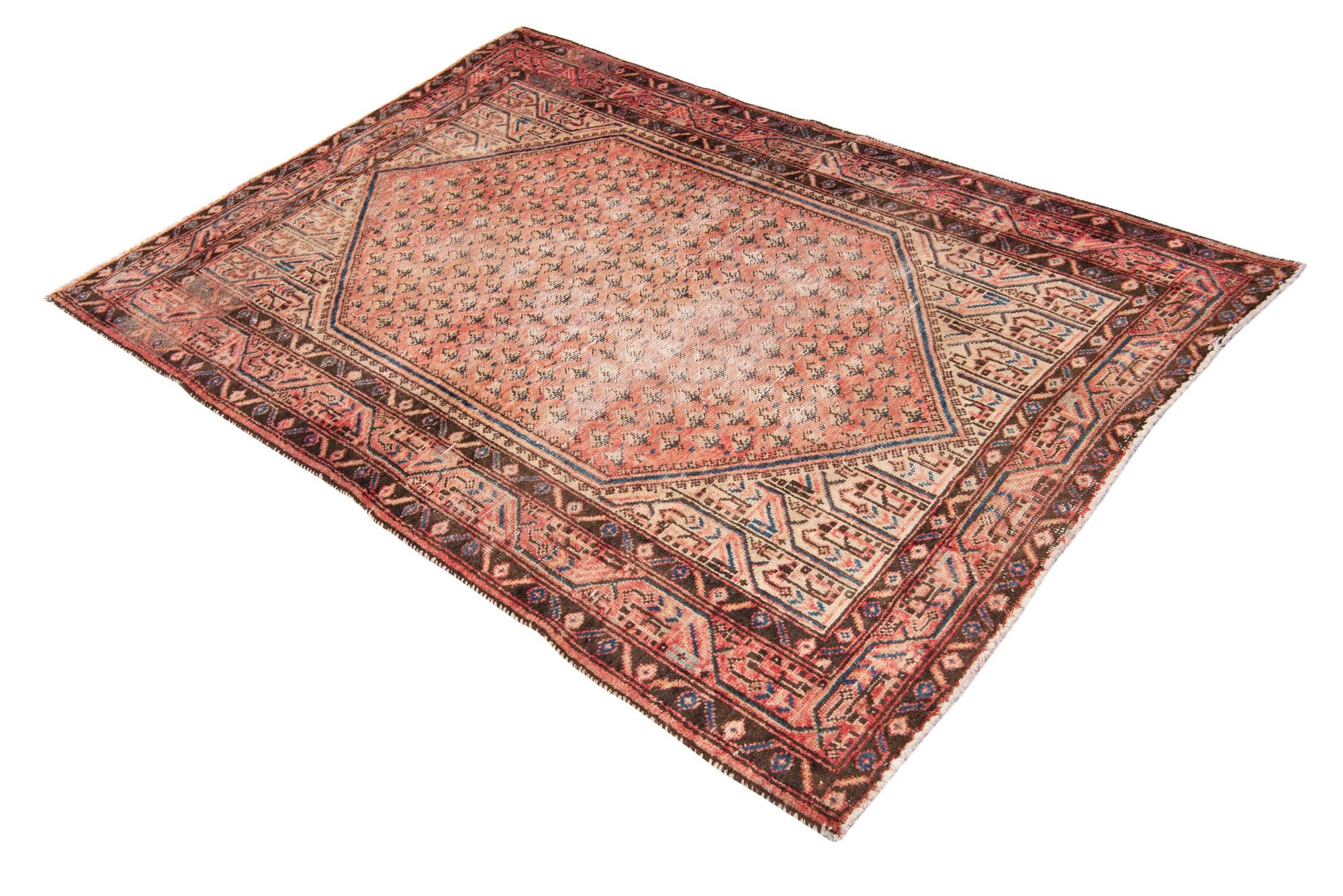 4' 3 x 6' 2 Hand Knotted Ultra Vintage Persian Wool Rug