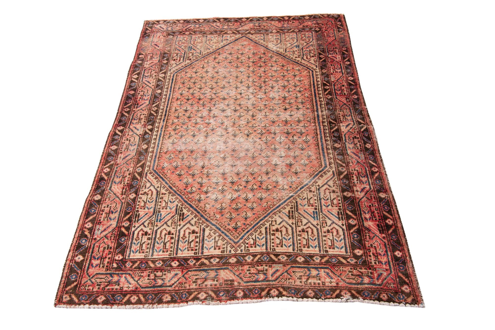 4' 3 x 6' 2 Hand Knotted Ultra Vintage Persian Wool Rug