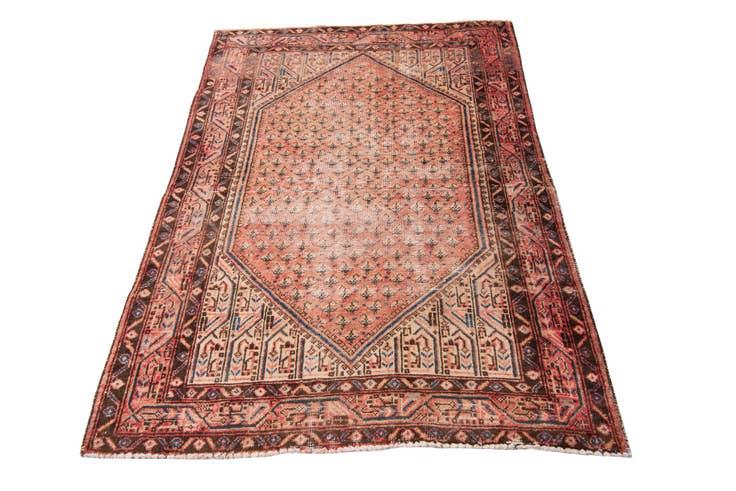 Detail image of 4' 3 x 6' 2 Hand Knotted Ultra Vintage Persian Wool Rug