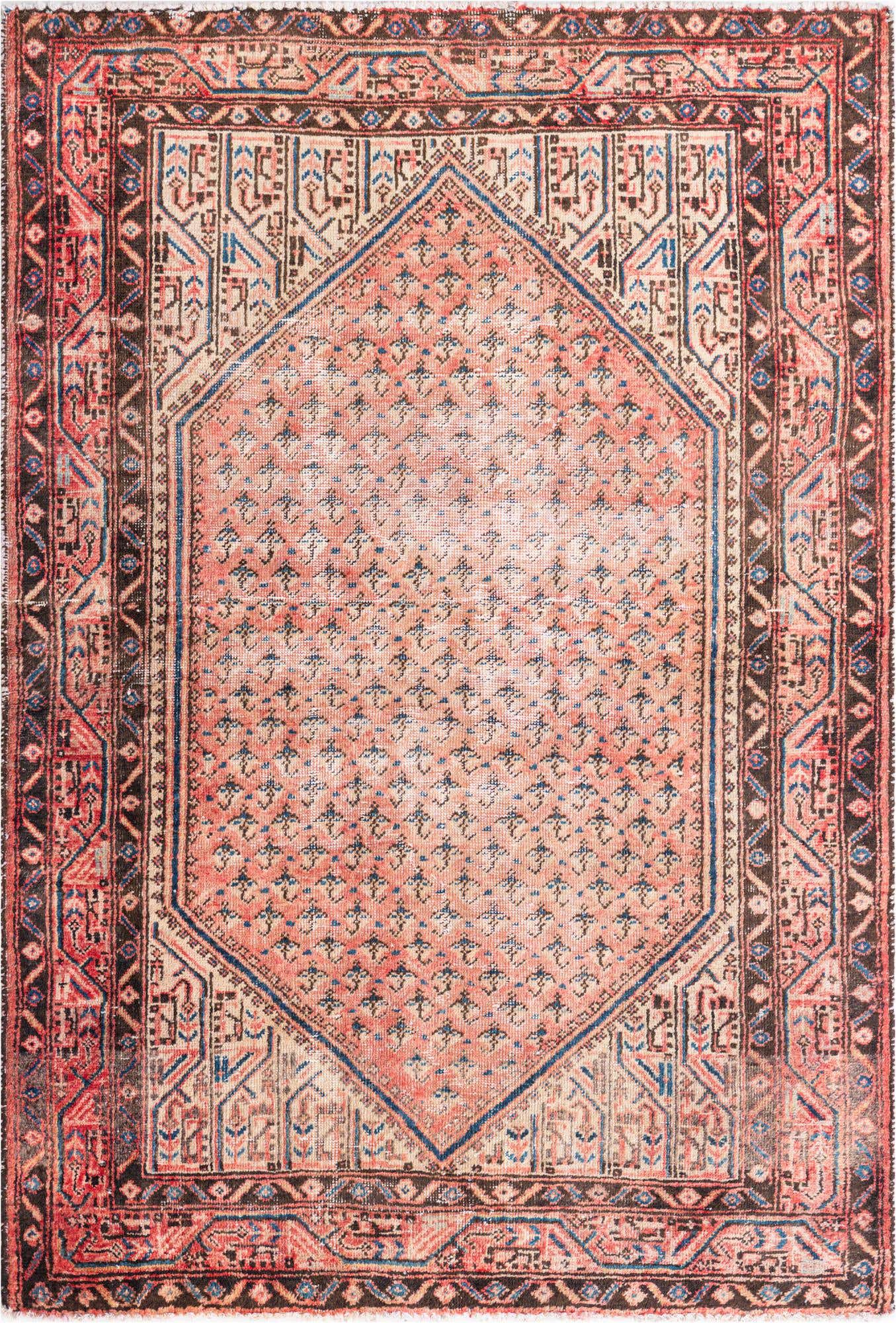 4' 3 x 6' 2 Hand Knotted Ultra Vintage Persian Wool Rug