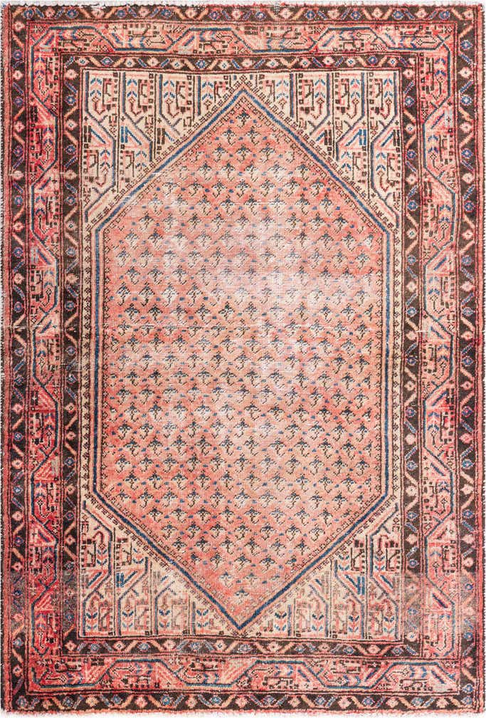4' 3 x 6' 2 Hand Knotted Ultra Vintage Persian Wool Rug