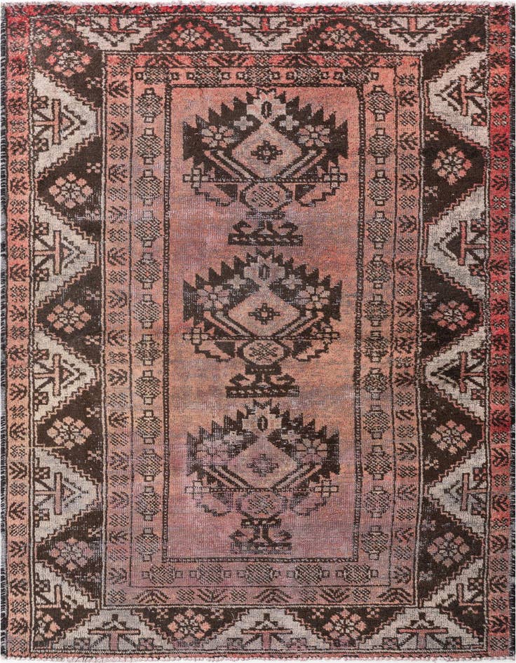 Detail image of 3' 10 x 6' 9 Hand Knotted Ultra Vintage Persian Wool Rug