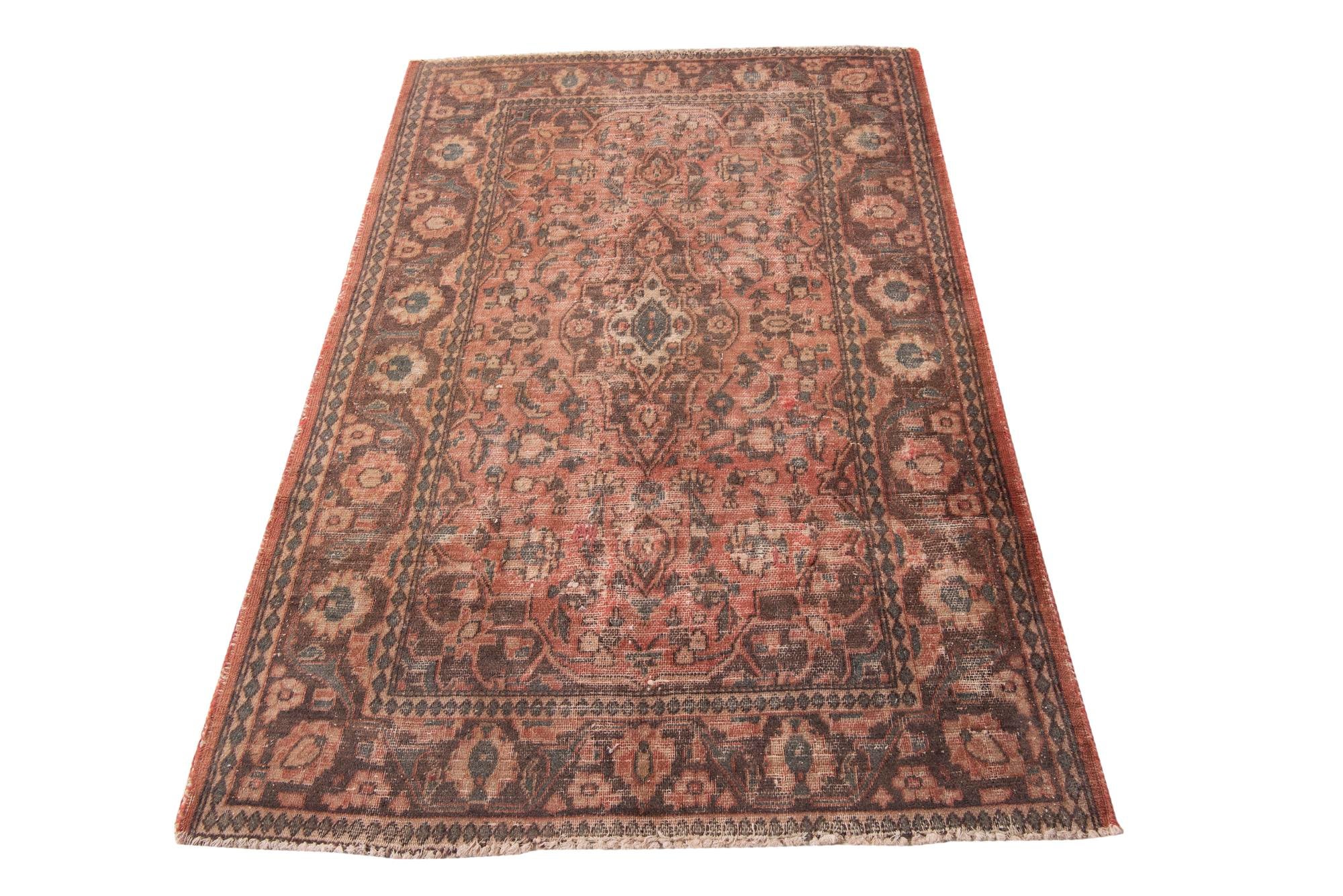 4' x 6' 2 Hand Knotted Ultra Vintage Persian Wool Rug