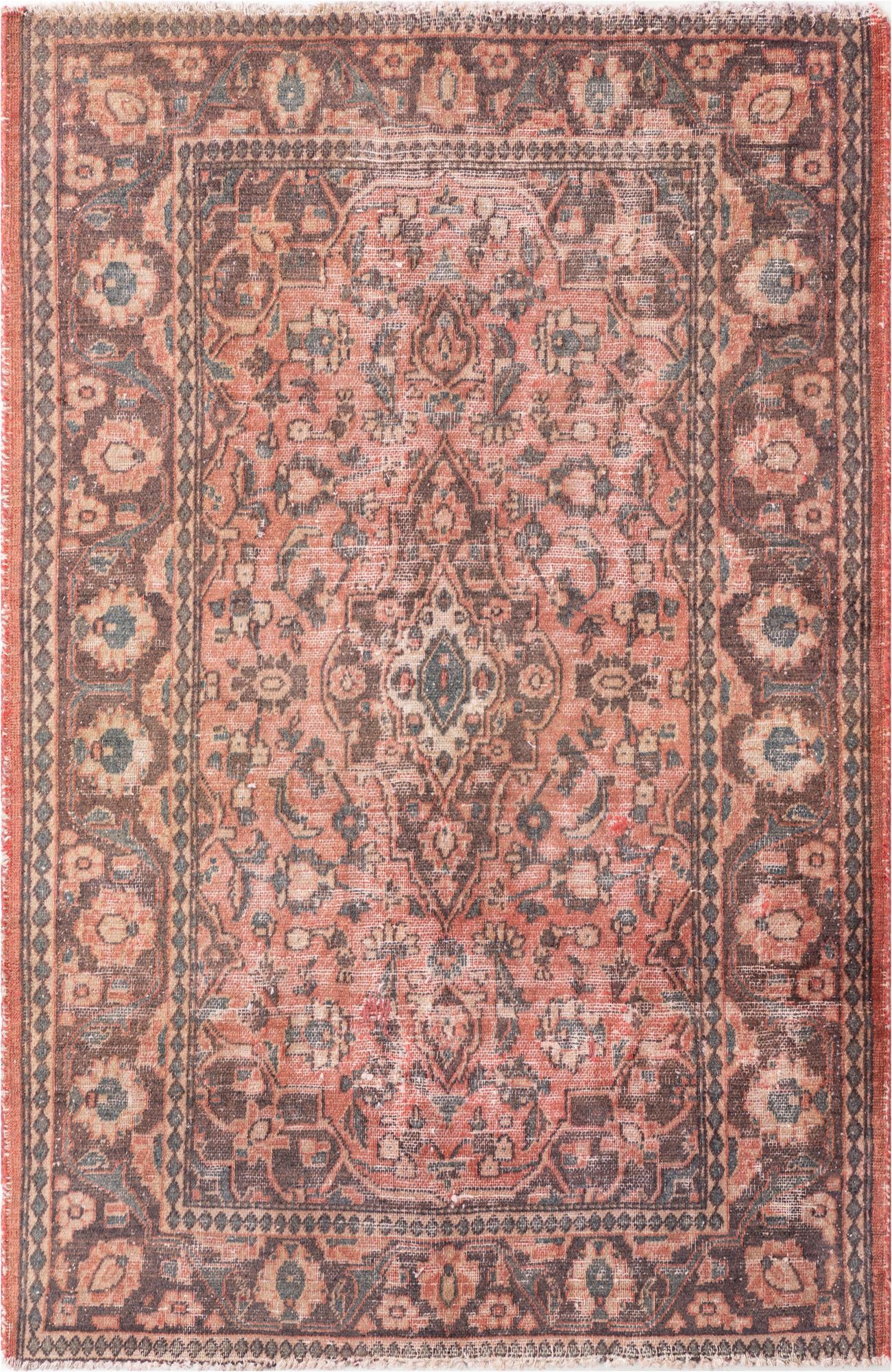 4' x 6' 2 Hand Knotted Ultra Vintage Persian Wool Rug
