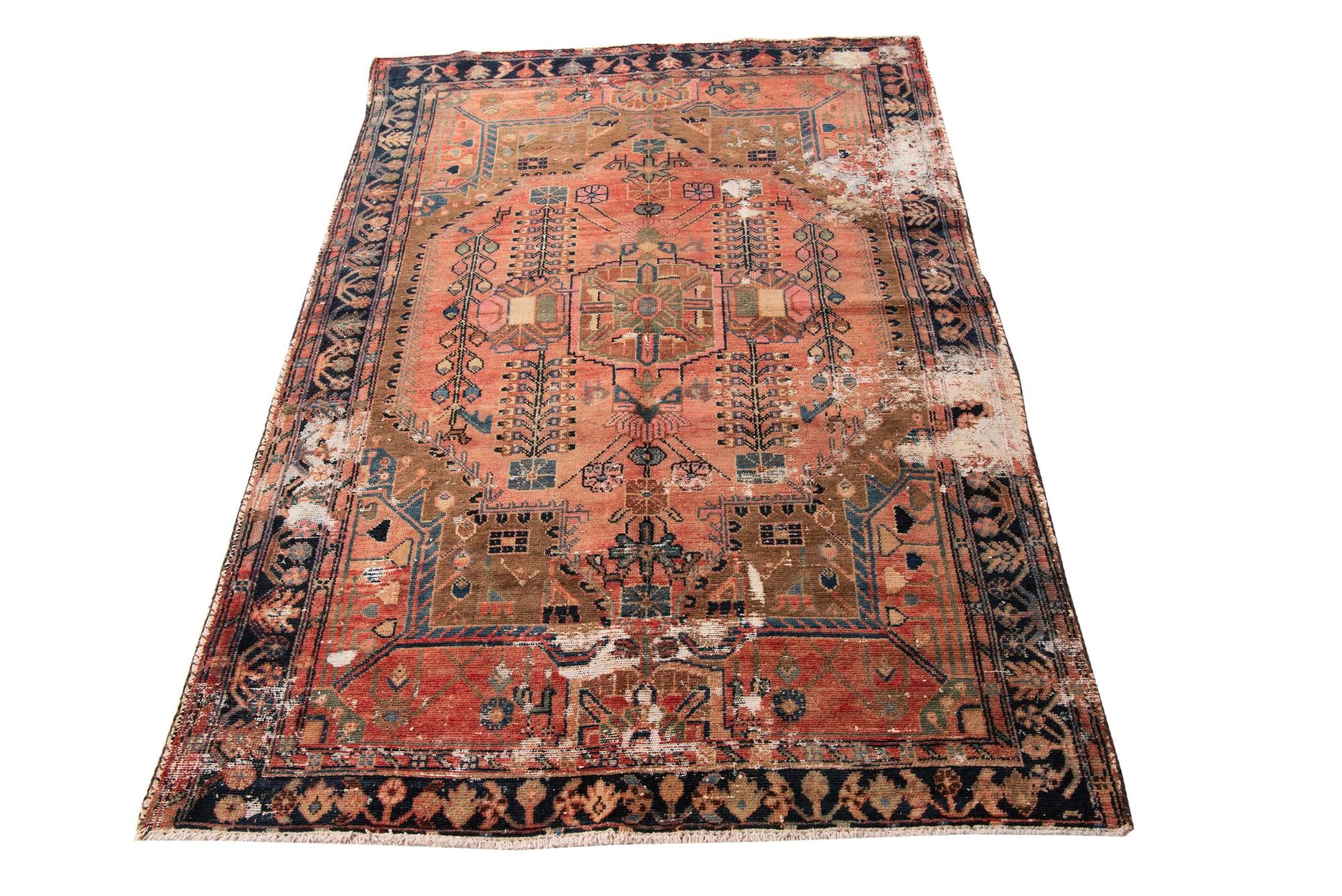 4' 6 x 6' 10 Hand Knotted Ultra Vintage Persian Wool Rug