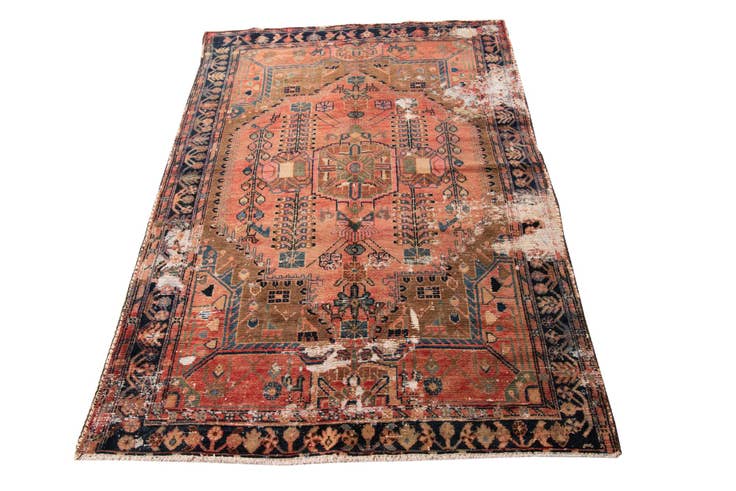 Detail image of 4' 6 x 6' 10 Hand Knotted Ultra Vintage Persian Wool Rug