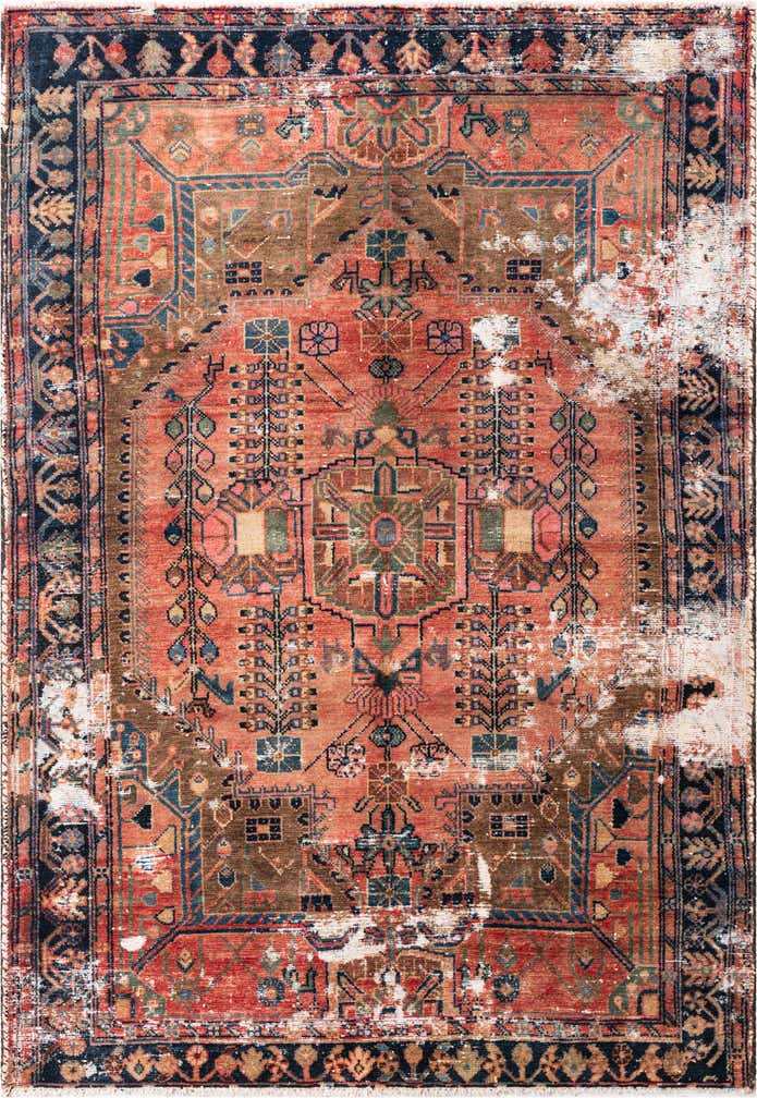 4' 6 x 6' 10 Hand Knotted Ultra Vintage Persian Wool Rug