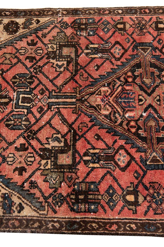 Detail image of 3' 1 x 3' 10 Hand Knotted Ultra Vintage Persian Wool Rug