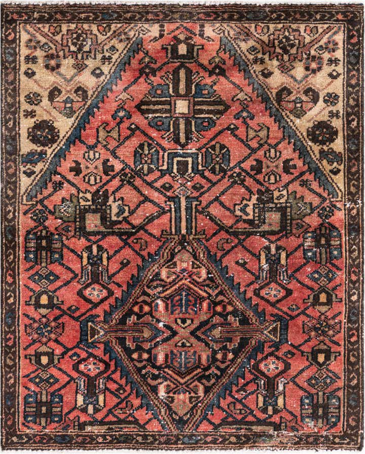 3' 1 x 3' 10 Hand Knotted Ultra Vintage Persian Wool Rug