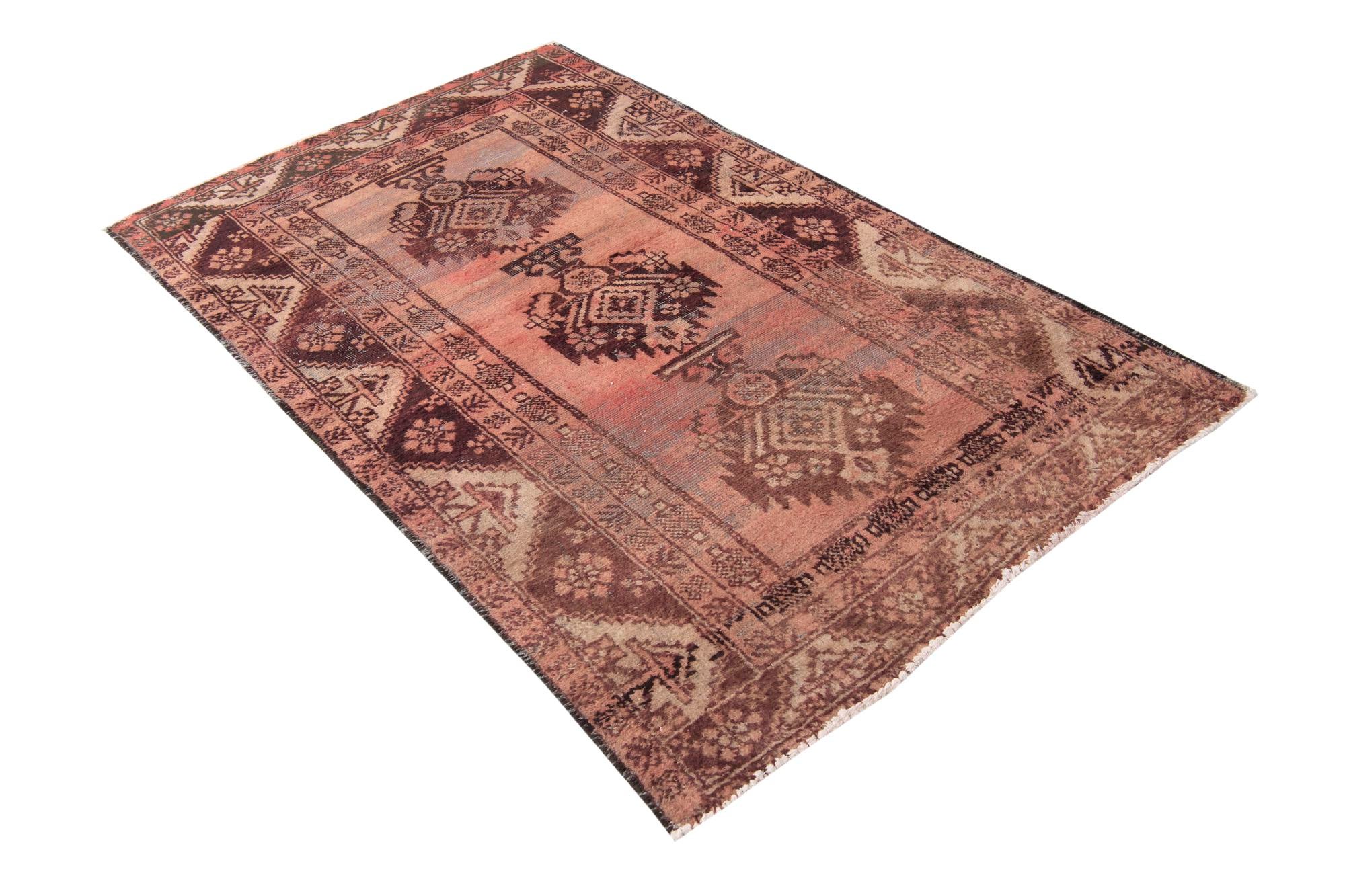 4' 3 x 6' 8 Hand Knotted Ultra Vintage Persian Wool Rug