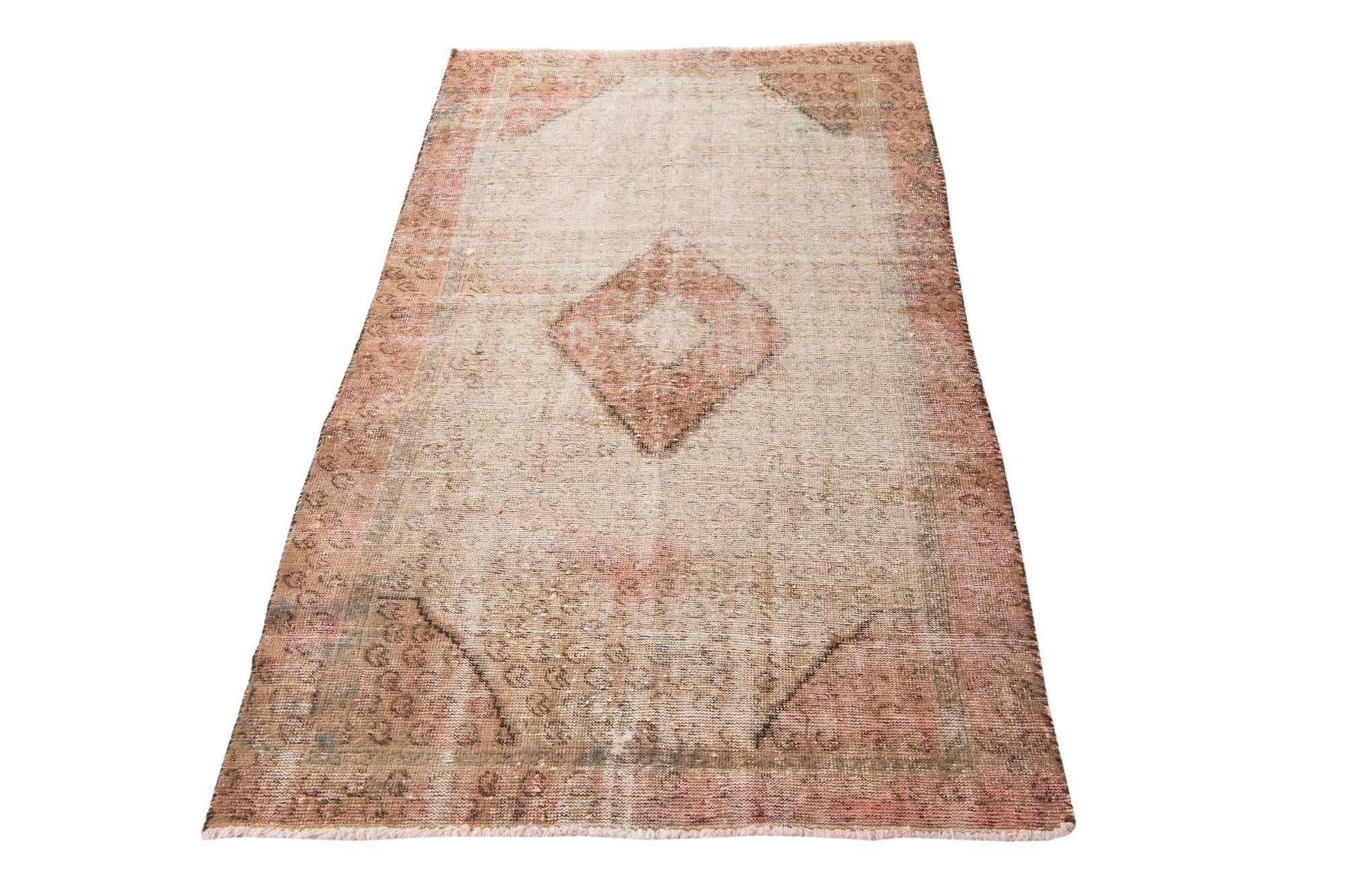 3' 8 x 6' 5 Hand Knotted Ultra Vintage Persian Wool Rug