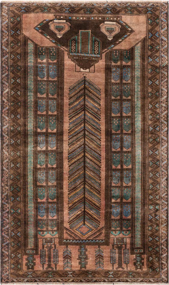 Detail image of 3' 9 x 6' 3 Hand Knotted Ultra Vintage Persian Wool Rug